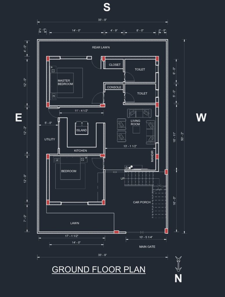 The Concept Guru - Architecture, House Designs, 2D 3D Elevation, Drawings 33x50 ground floor